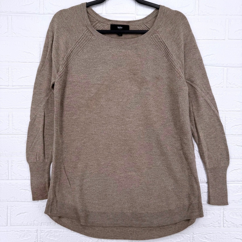Mossimo Sweater Womens Size M Brown Long Sleeve Crew Neck Pullover Raglan Knit